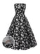 [Prévente] Robe bandeau noire à fleurs Plissé fils dorés des années 1930