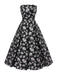 [Prévente] Robe bandeau noire à fleurs Plissé fils dorés des années 1930