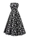 [Prévente] Robe bandeau noire à fleurs Plissé fils dorés des années 1930