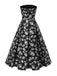 [Prévente] Robe bandeau noire à fleurs Plissé fils dorés des années 1930