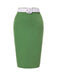 [Prévente] 2PCS haut froncé uni blanc et jupe crayon verte années 60