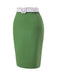 [Prévente] 2PCS haut froncé uni blanc et jupe crayon verte années 60