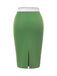 [Prévente] 2PCS haut froncé uni blanc et jupe crayon verte années 60