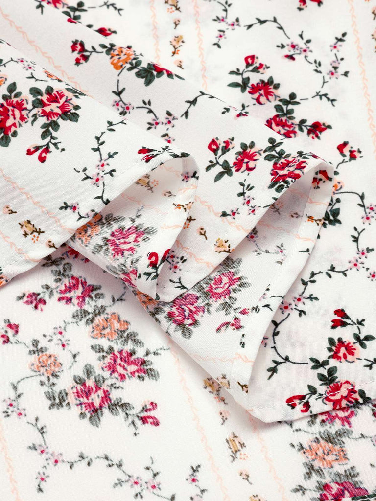 [Prévente] Robe florale smockée nœud à l'épaule des années 1940