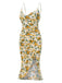 [Prévente] Robe froncée à bretelles sirène roses jaunes des années 1930