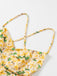 Robe jaune à fleurs froncées et lacées dans le dos des années 1960