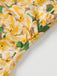 Robe jaune à fleurs froncées et lacées dans le dos des années 1960
