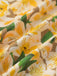 Robe jaune à fleurs froncées et lacées dans le dos des années 1960