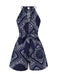 [Prévente] Combishort Bleu Imprimé Paisley Licou Dos Nu Années 40
