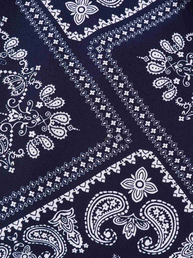 [Prévente] Combishort Bleu Imprimé Paisley Licou Dos Nu Années 40
