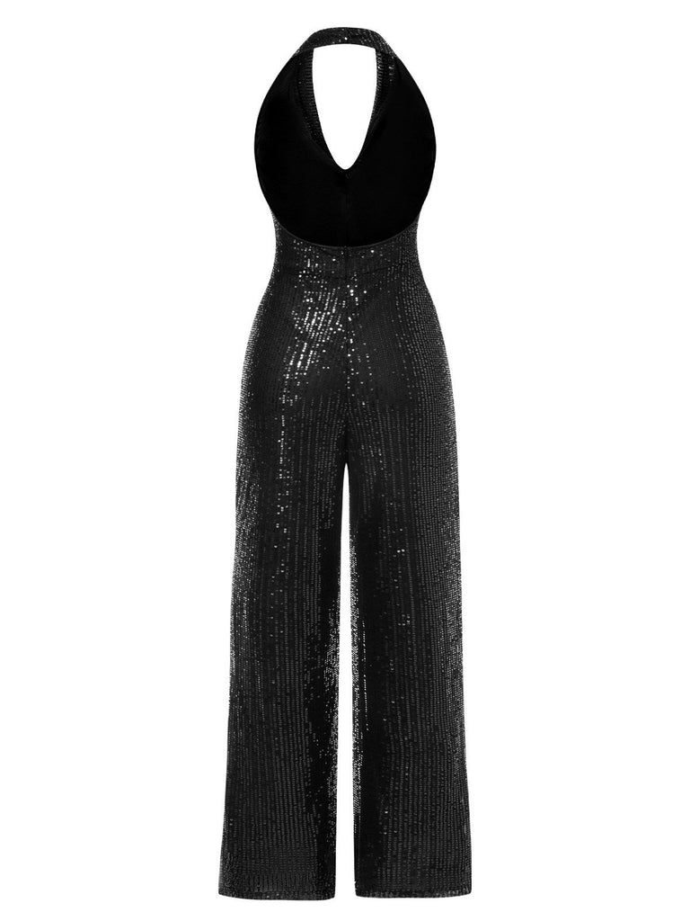 Combinaison à paillettes à licou unie années 1930
