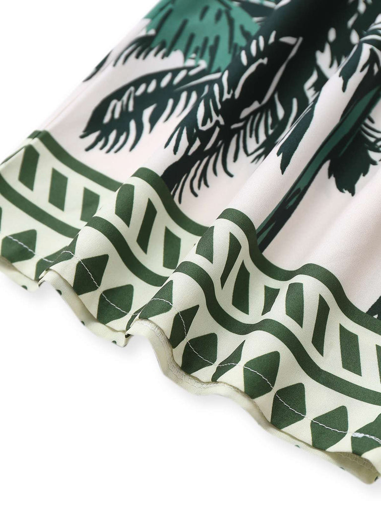 Combinaison verte licou à motif palmiers des années 1930