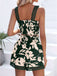 2PCS Camisole et short à bretelles larges et smockés à fleurs des années 1960