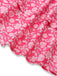 Robe rose pêche licou à fleurs et smocks années 1960