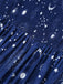Robe bleue à épaules dénudées et étoiles et lune années 1950
