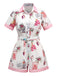 Combishort rose à motif ananas et fleur à revers années 1950
