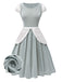 [Prévente] Robe de princesse patchwork bleu gris pailleté années 1950