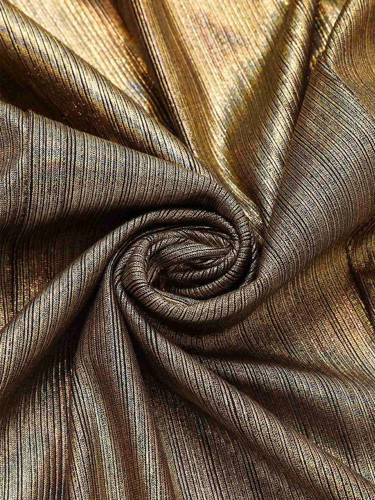 [Prévente] Robe moulante dos nu croisé dorée réfléchissante années 1970
