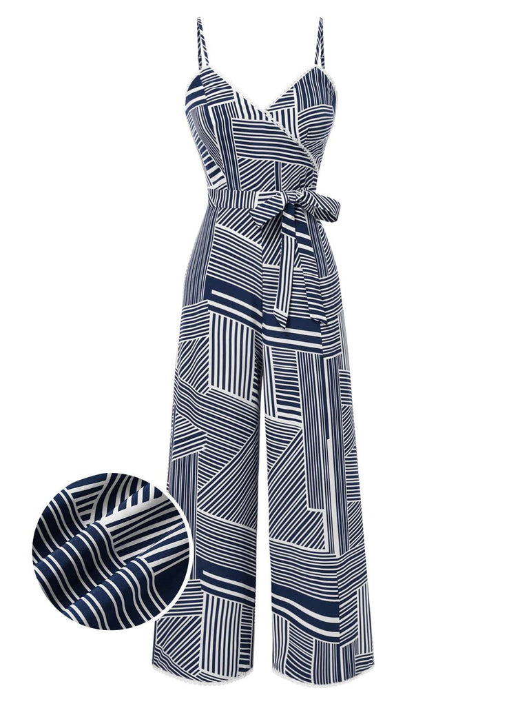 [Prévente] Combinaison à bretelles géométrique irrégulière bleu gris années 1930