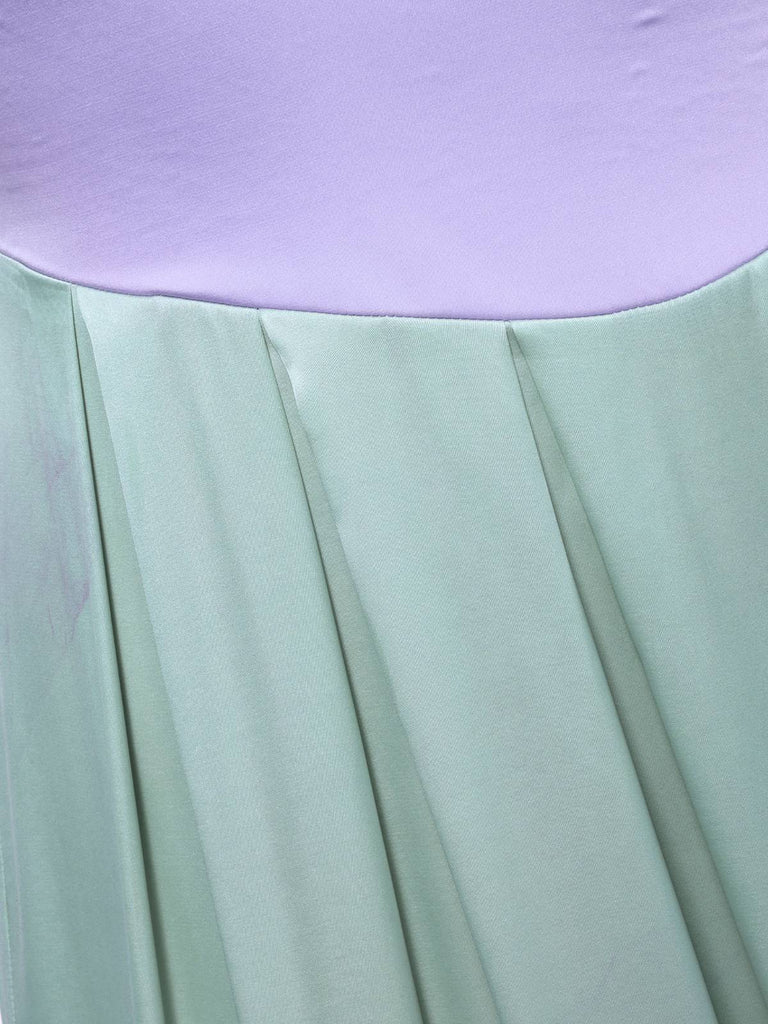 [Prévente] [Grande taille] Robe plissée à perles coquillage lavande et verte années 1940