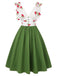 [Prévente] Robe cerise patchwork en maille col V vert des années 1950