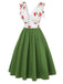 [Prévente] Robe cerise patchwork en maille col V vert des années 1950