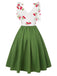 [Prévente] Robe cerise patchwork en maille col V vert des années 1950