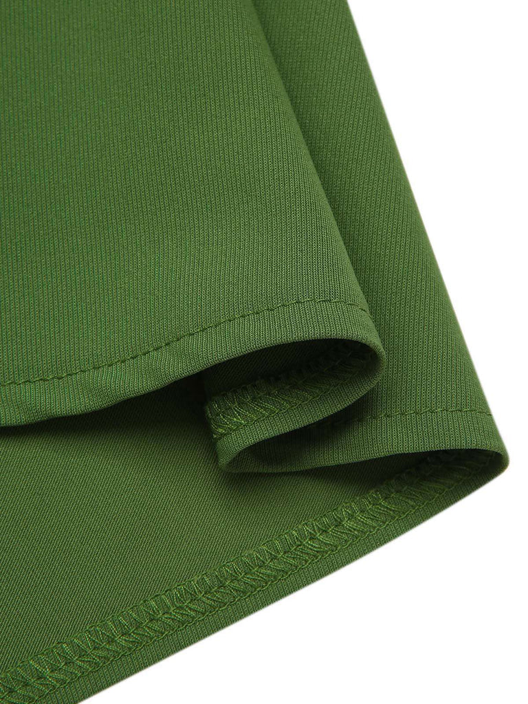 [Prévente] Robe cerise patchwork en maille col V vert des années 1950
