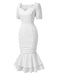 [Prévente] Robe queue de poisson plissée en coton blanc des années 1930