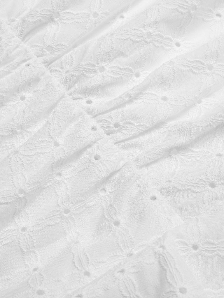 [Prévente] Robe queue de poisson plissée en coton blanc des années 1930