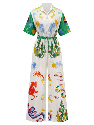 Combinaison multicolore motifs animaux dessin animé années 1930