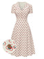 [Prévente] Robe en coton beige roses et cœur des années 1940