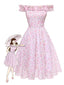 [Prévente] Robe rose à volants épaules dénudées années 1950
