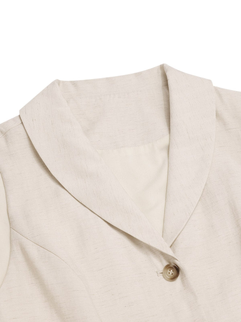 [Prévente] 2PCS Gilet col châle couleur crème et jupe plissée années 1950