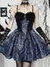 Robe tutu à lacets fleuri bleu style gothique des années 1980
