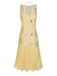 [Prévente] Robe champagne en maille pailletée avec collier perles années 1920