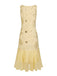 [Prévente] Robe champagne en maille pailletée avec collier perles années 1920