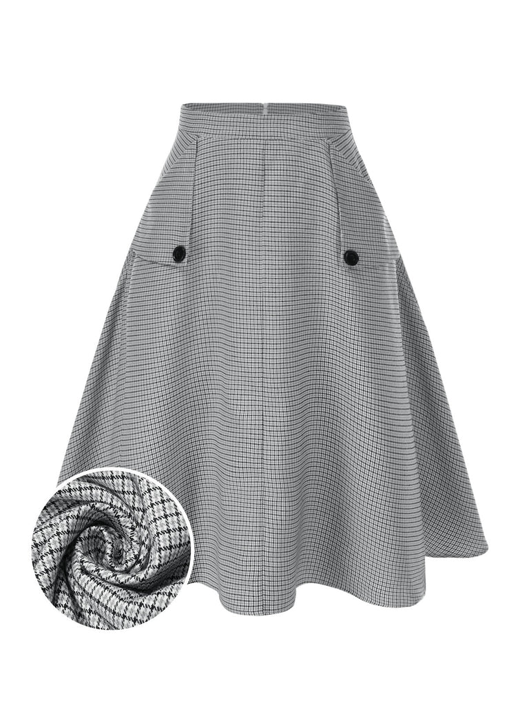 Jupe à carreaux taille haute avec poches années 1950