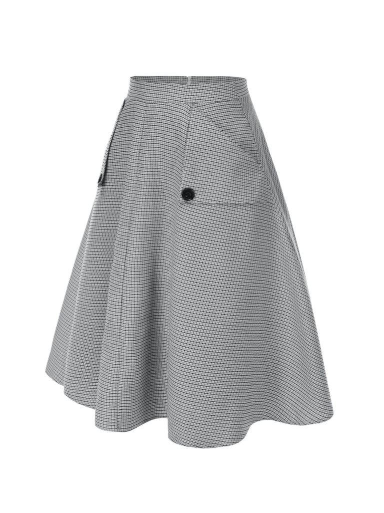Jupe à carreaux taille haute avec poches années 1950