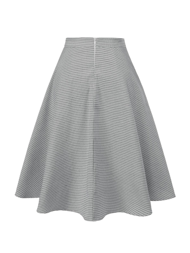 Jupe à carreaux taille haute avec poches années 1950