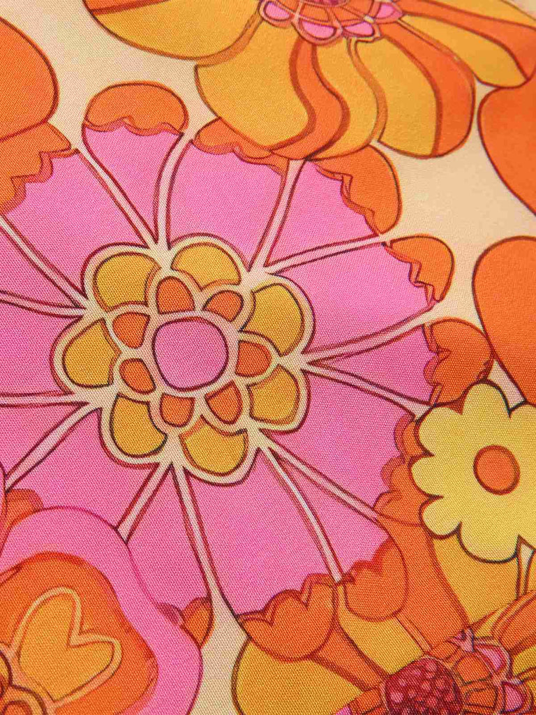 [Prévente] Haut dos nu fleuri hippie orange des années 1960
