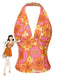 [Prévente] Haut dos nu fleuri hippie orange des années 1960