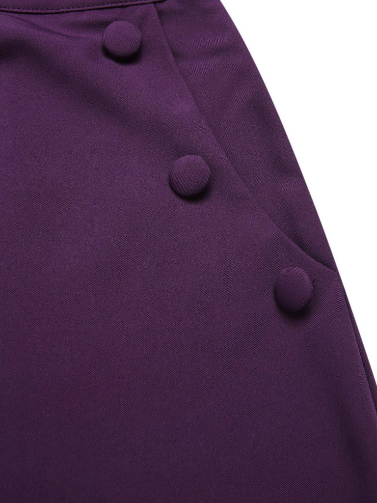 [Prévente] 2PCS chemisier rayé à revers et jupe unie lavande années 40