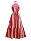Robe multicolore à rayures arc-en-ciel patchwork nnées 1970