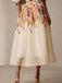Jupe beige maille fleurie patchwork des années 1940
