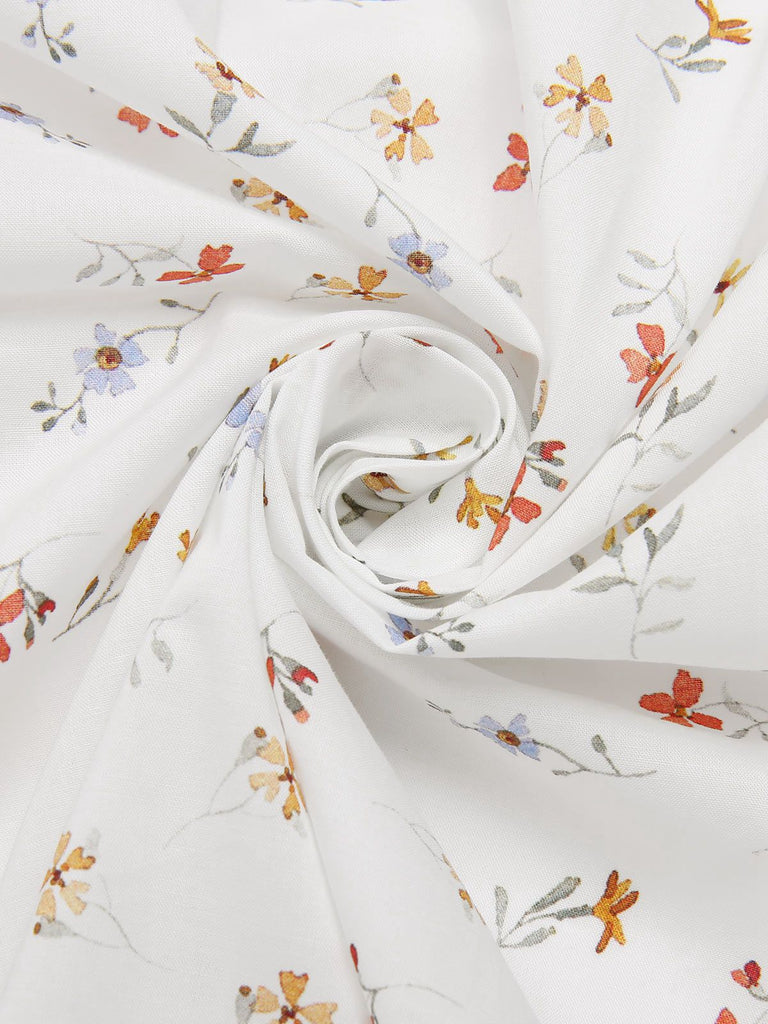 [Prévente] Robe blanche en coton petites fleurs des années 1950