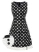 [Prévente] Robe noire à pois et col en V des années 1960