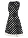 [Prévente] Robe noire à pois et col en V des années 1960