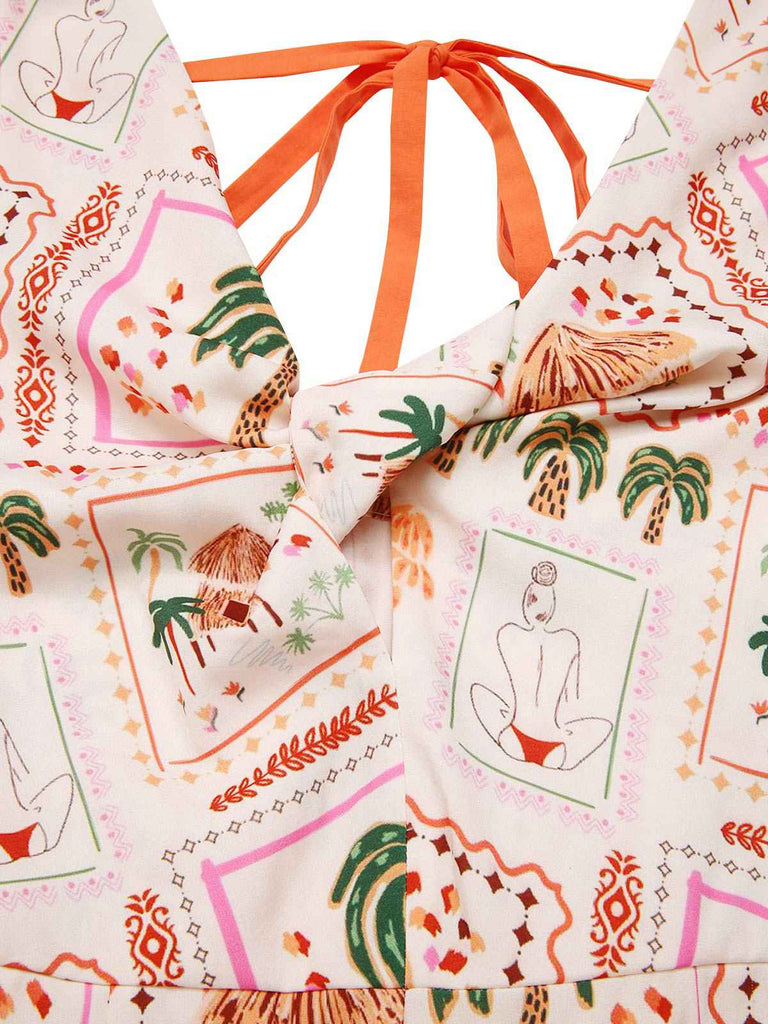 [Prévente] Combinaison torsadée Timbres de plage orange années 1950
