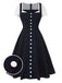 [Prévente] Robe boutonnée bleu marine brodée patchwork années 1950